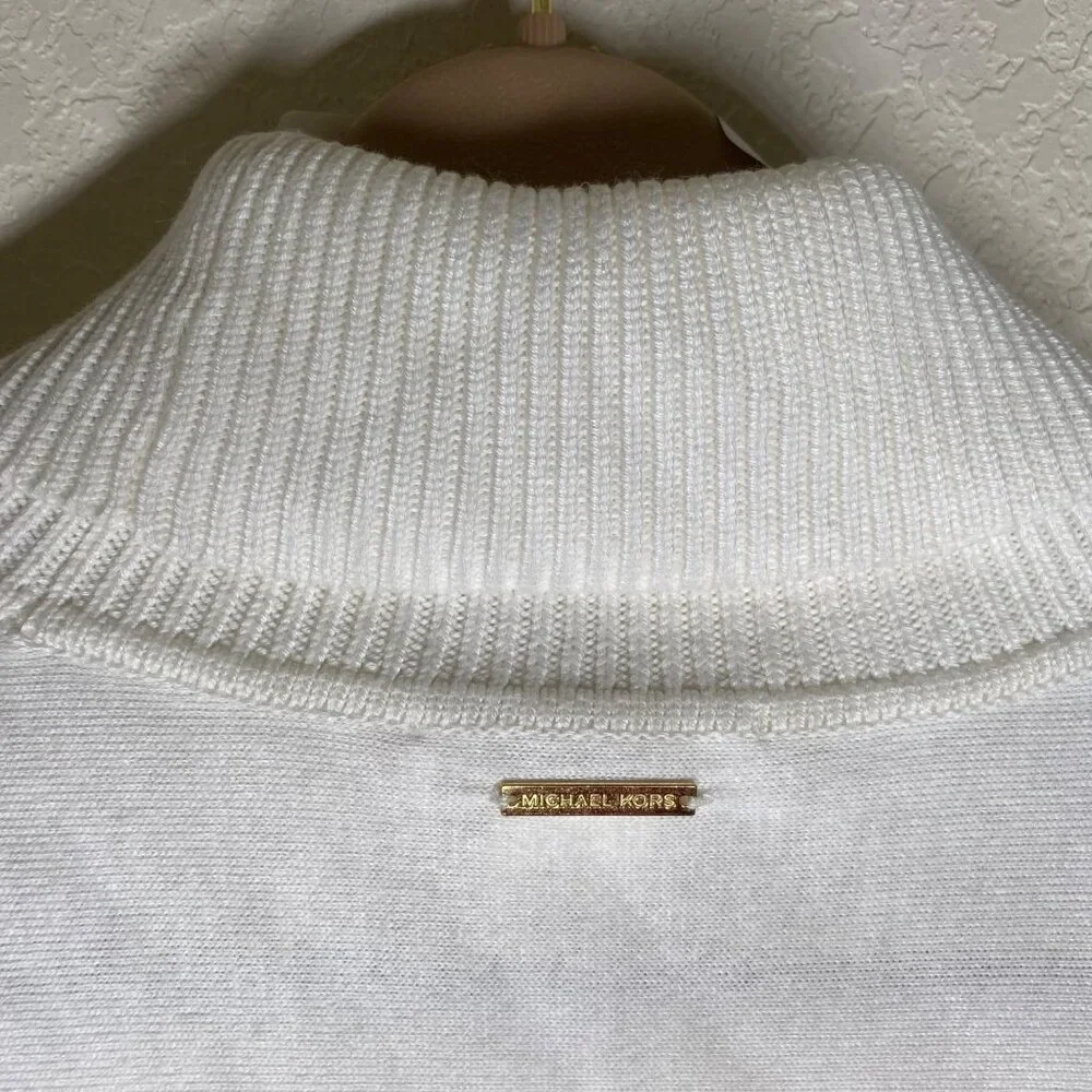 Michael‎ KorsTurtleneck Poncho Sweater Womens XL White Cotton Blend Relaxed
